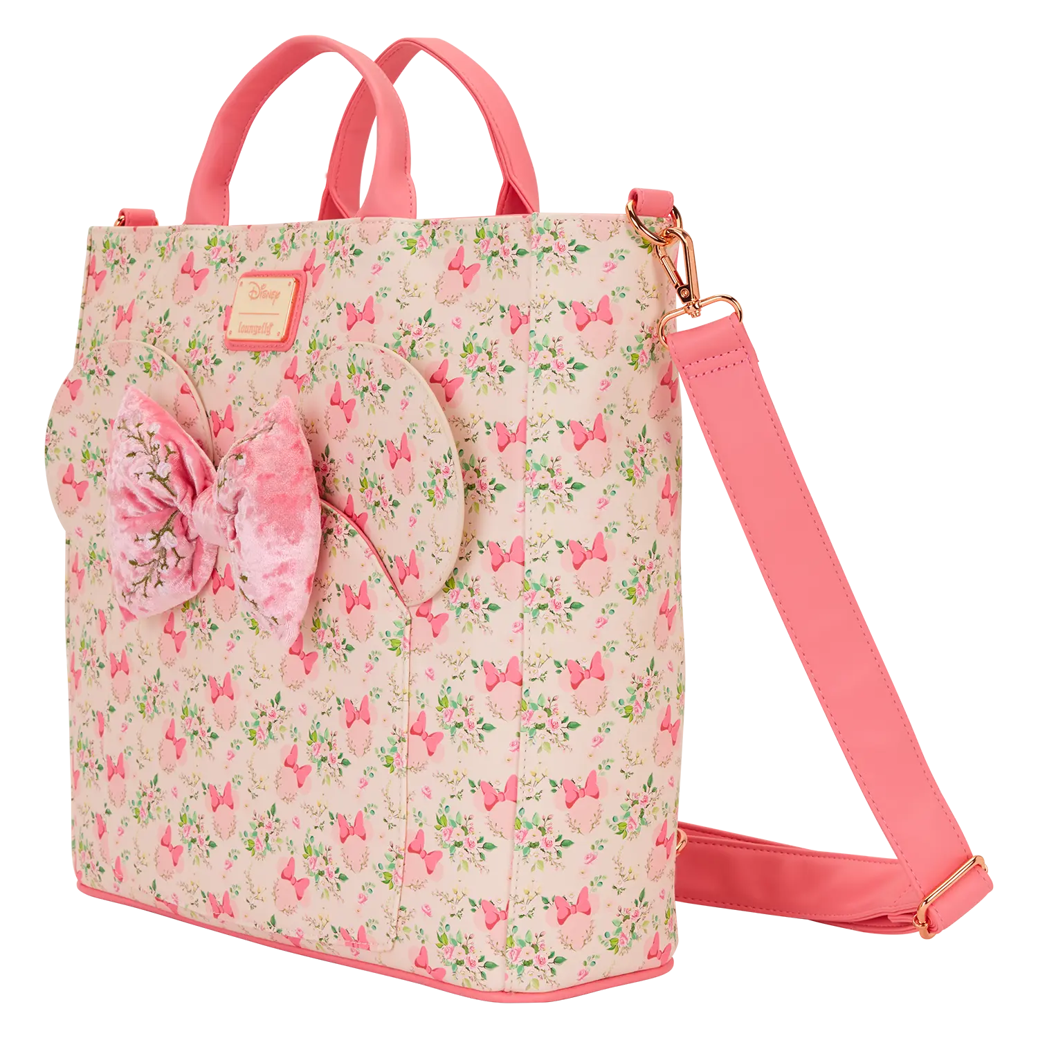 Minnie Mouse Floral All-Over Print Convertible Backpack & Tote Crossbody Bag - Image 5