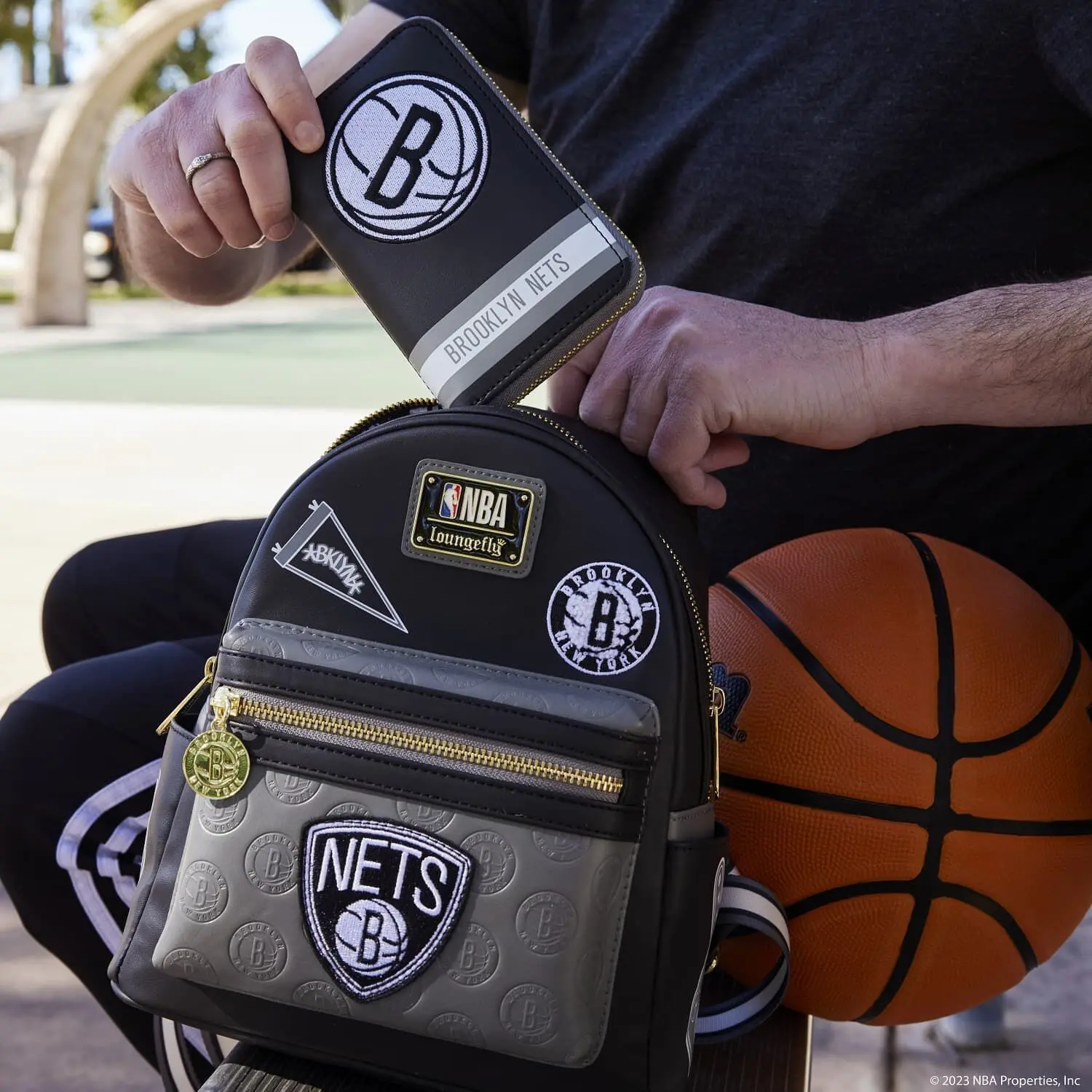 NBA Brooklyn Nets Patch Icons Zip Around Wallet - Image 2