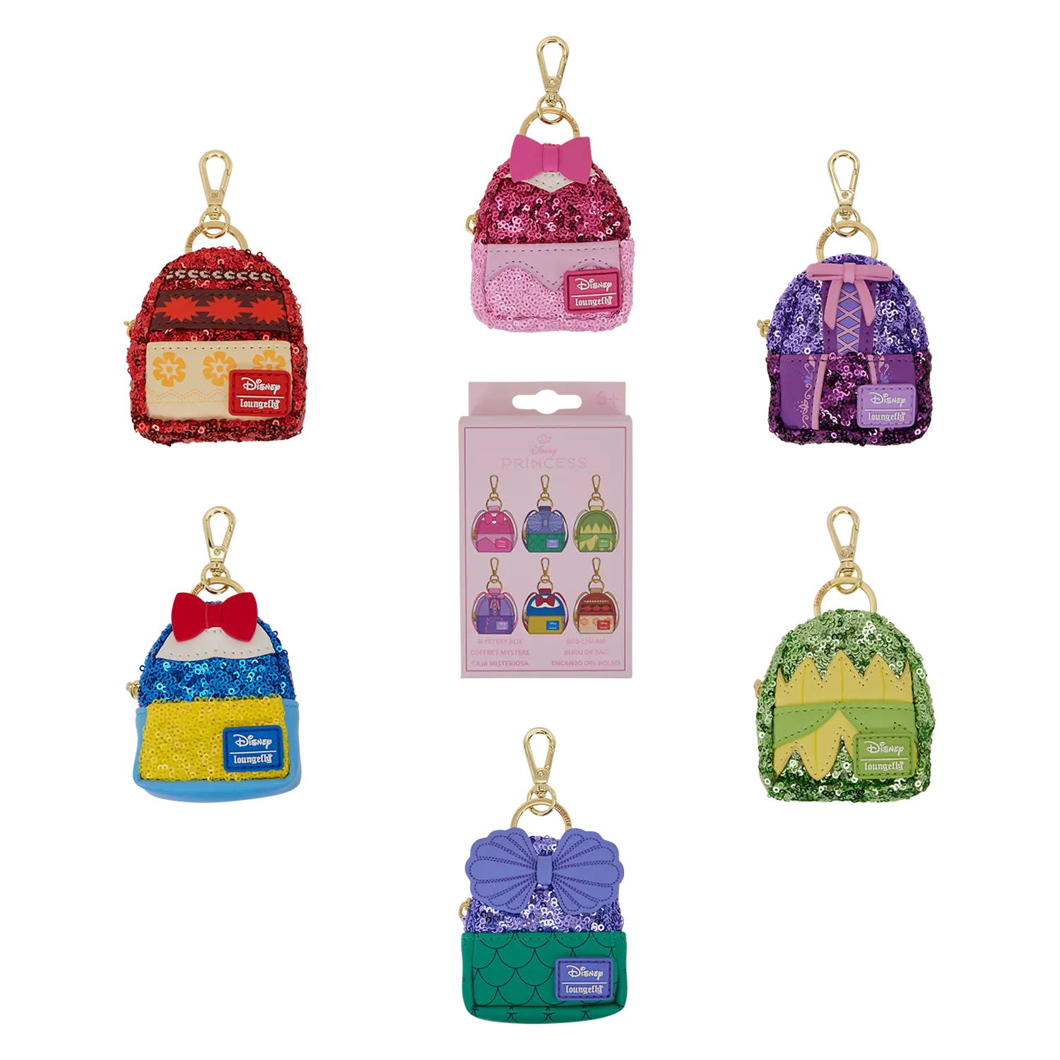 Disney Princess Exclusive Sequin Mystery Mini Backpack Keychain Charm