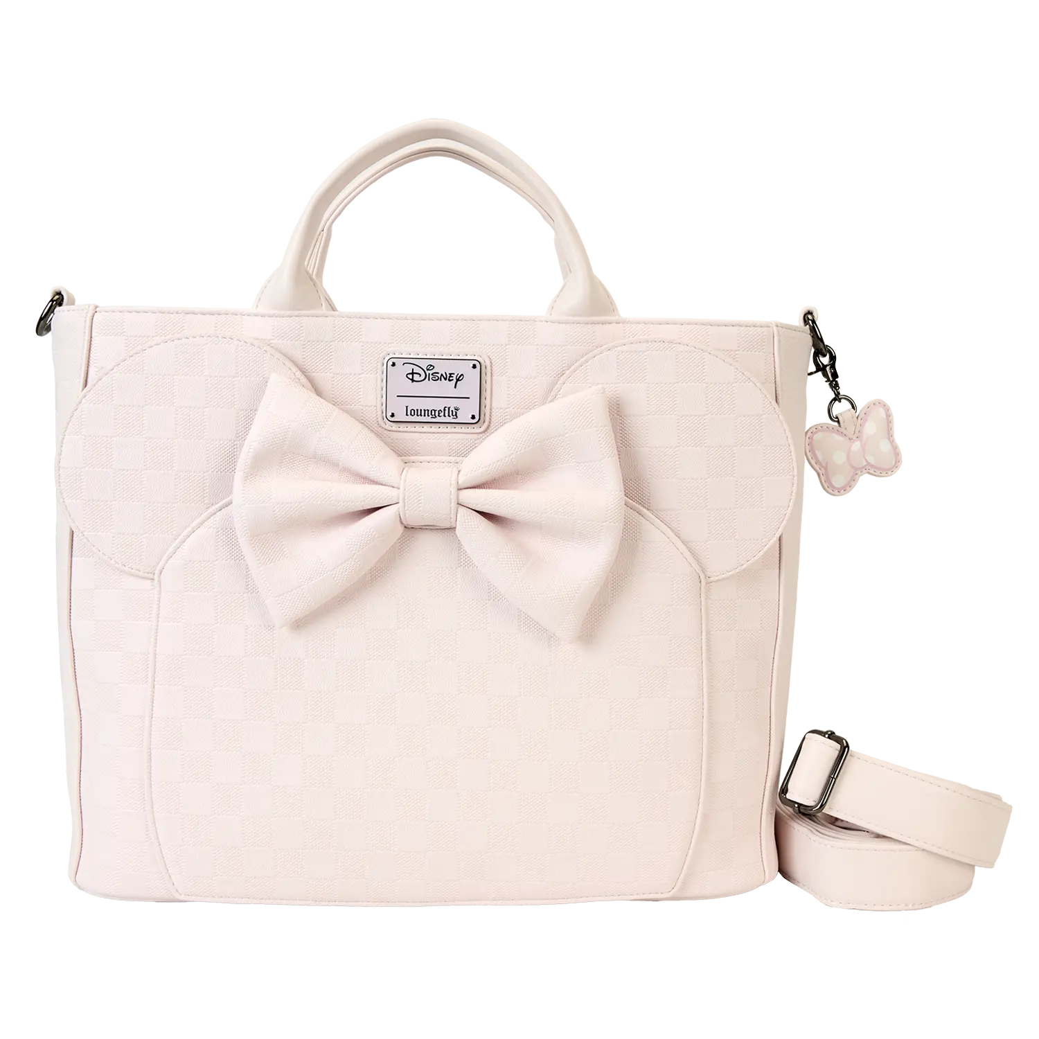 Minnie Mouse Checkered Texture Convertible Backpack & Tote Crossbody Bag