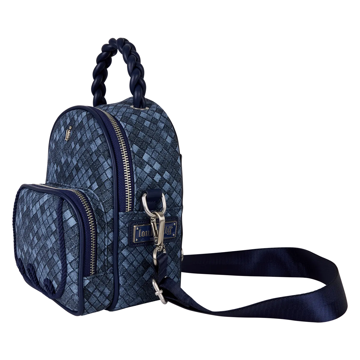 Loungefly Blue Checkered Convertible Mini Backpack & Crossbody Bag - Image 3
