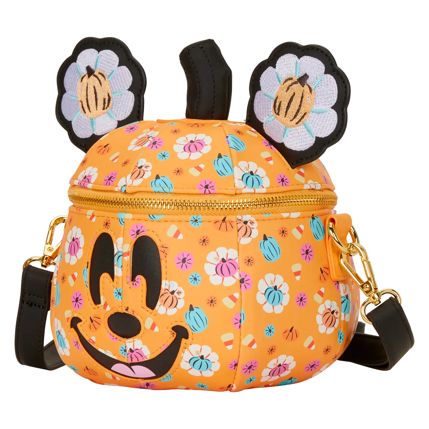 Mickey Mouse Floral Pumpkin Head Glow Figural Crossbody Bag - Image 5
