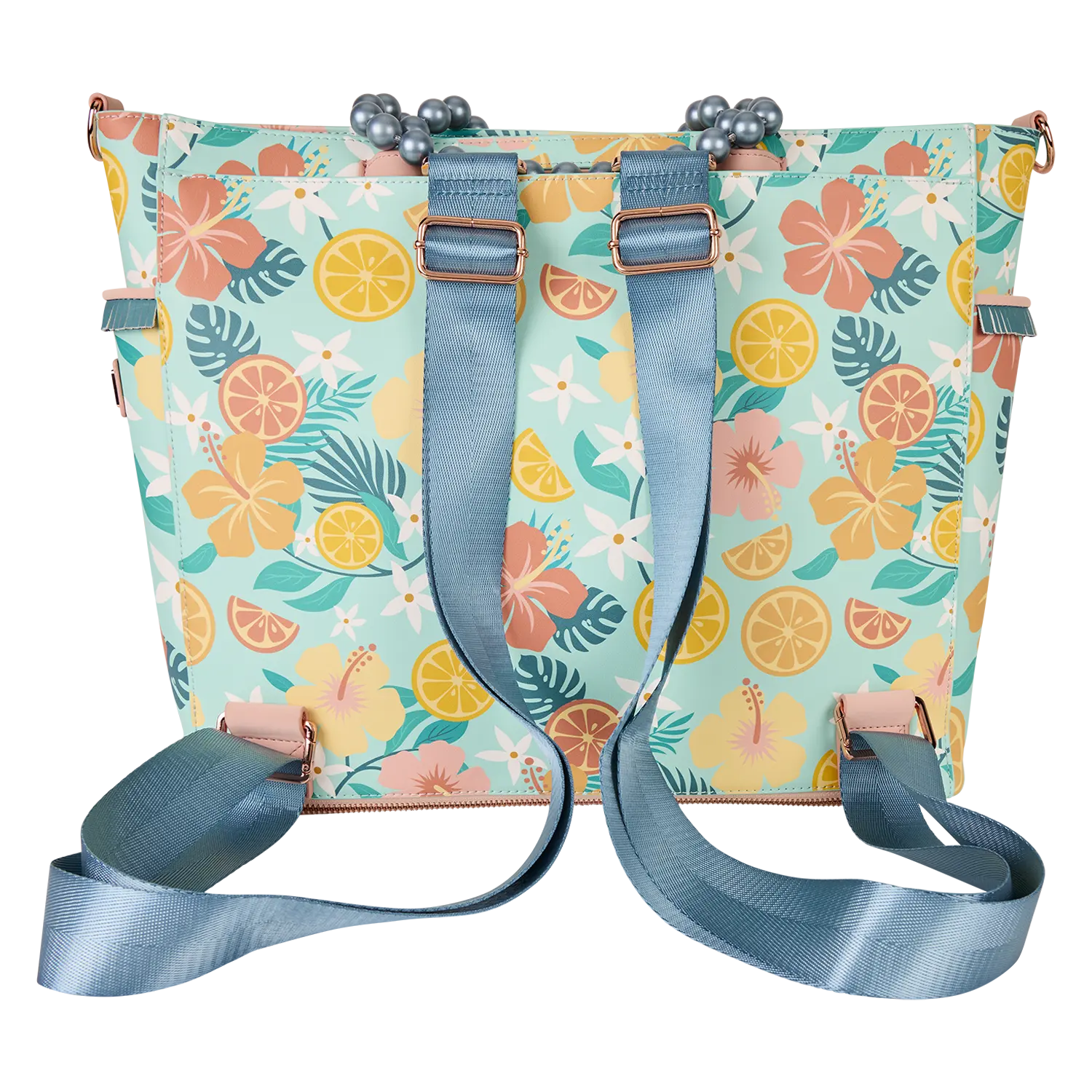 Loungefly Tropical Lemon Floral Convertible Backpack & Tote Crossbody Bag - Image 4